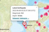 Gempa Bumi Berkekuatan 5,8 Magnitudo Guncang Sulawesi Barat